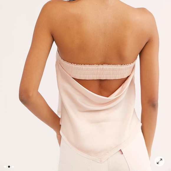 NWT Free People Take You Anywhere animal print Tube top strapless satin blue S - Picture 5 of 16